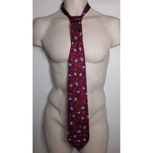 Vintage Bolgheri 100% Silk Necktie Made in Italy w/ Floral Print of Blue Flowers